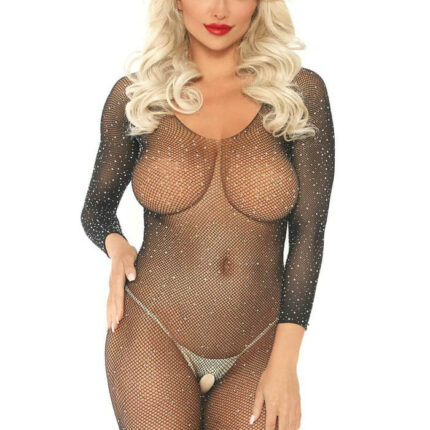 Fishnet Sleeved Bodystocking Black O/S - Intimszexshop.hu Online Szexshop