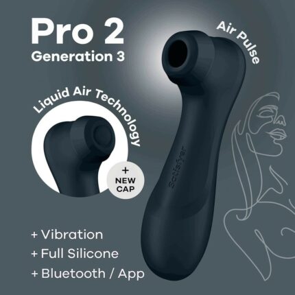 Pro 2 Generation 3 with Liquid Air fekete léghullámos csiklóizgató - Intimszexshop.hu Online Szexshop