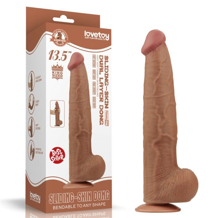 Intimszexshop - Szexshop | 13.5'' King Sized Sliding Skin Dual Layer Dong Brown