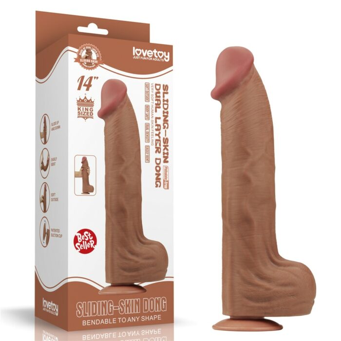 Intimszexshop - Szexshop | 14'' King Sized Sliding Skin Dual Layer Dong Brown