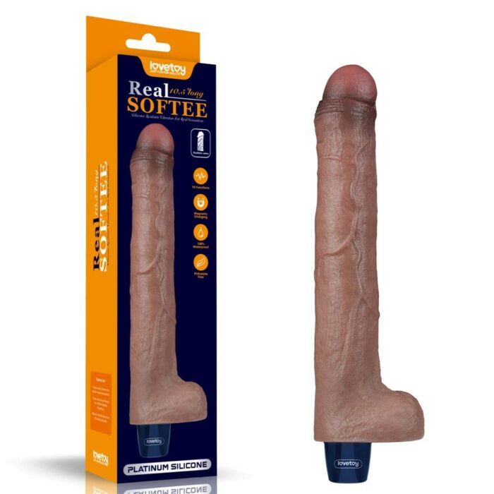 Intimszexshop - Szexshop | 10.5" REAL SOFTEE Rechargeable Silicone Vibrating Dildo