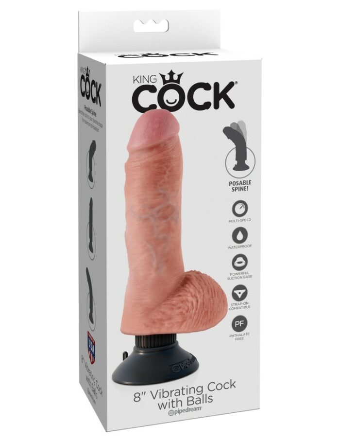 Intimszexshop - Szexshop | 8" Vibrating Cock with Balls Light