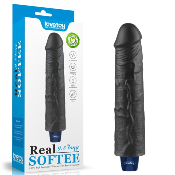 Intimszexshop - Szexshop | 9.5" REAL SOFTEE Rechargeable Vibrating Dildo(Black)